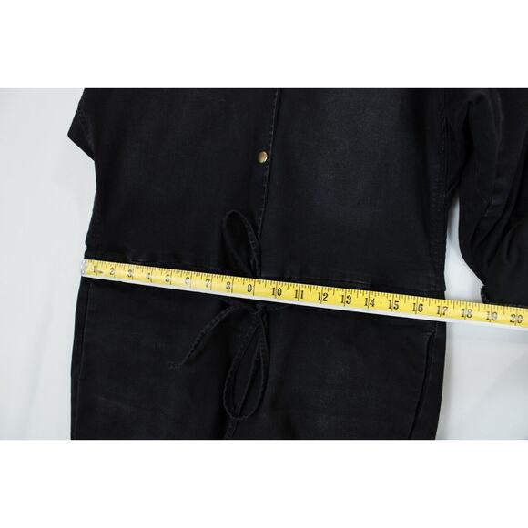American Bazi Denim Jumpsuit Women S Loose Chain‎ Cut Out Back Stretch Black - Picture 9 of 16